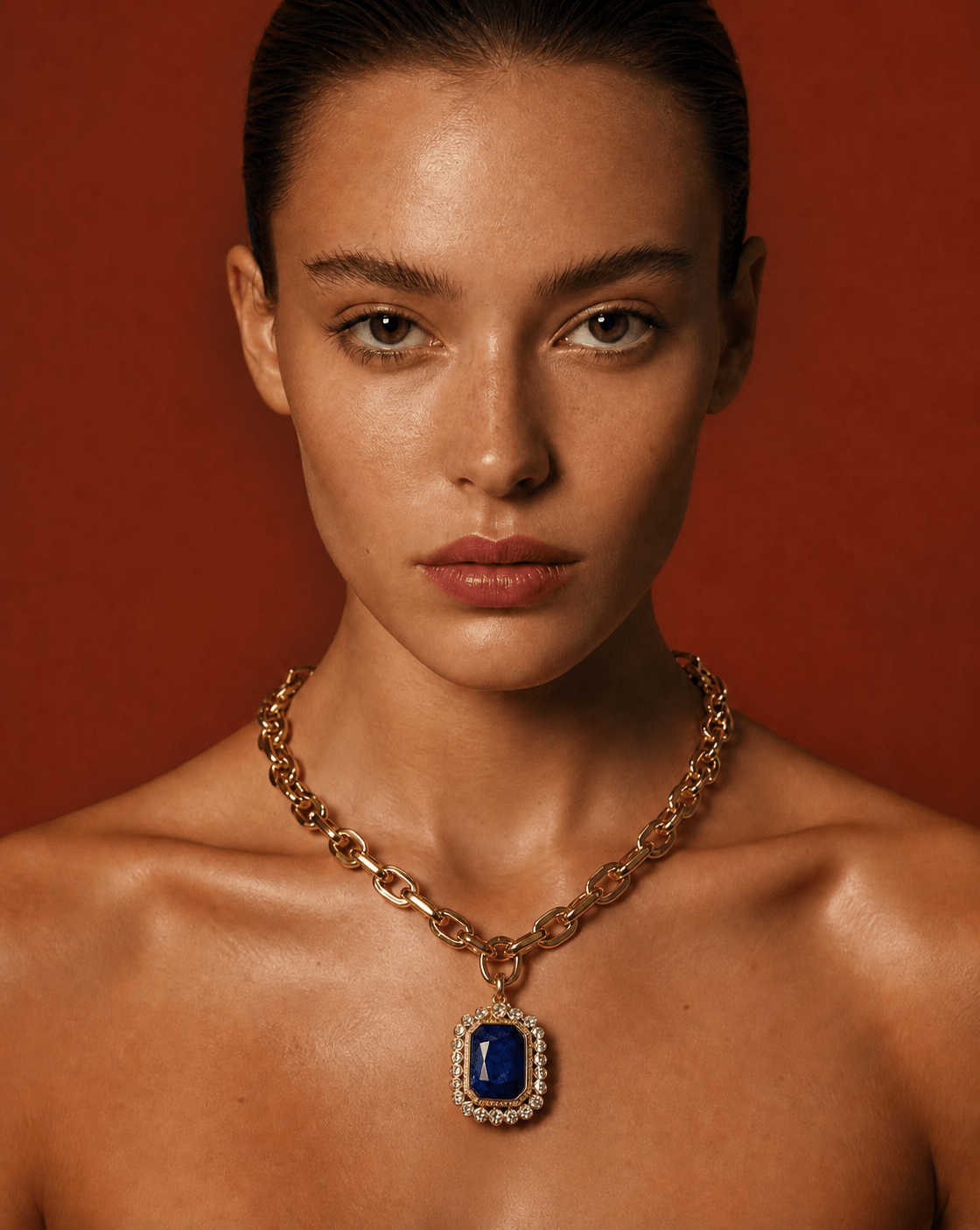 Chunky gemstone CZ halo pendant necklace – Phoebe's
