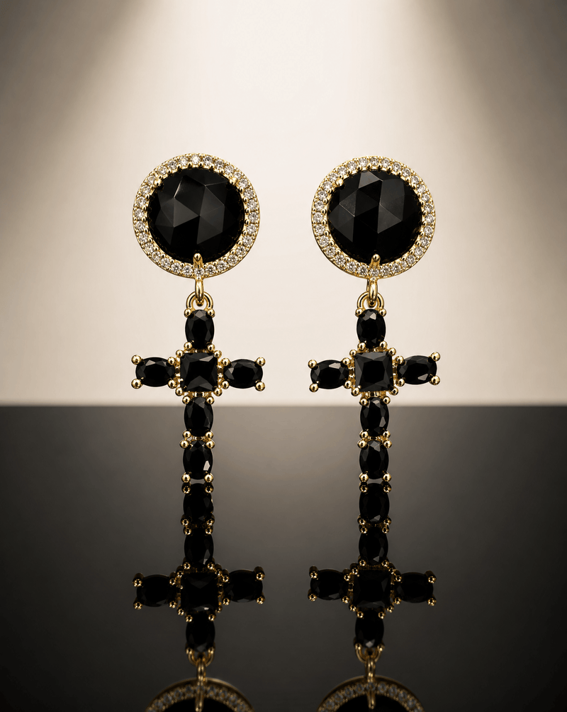 Croix Noir black agate cross earrings – Phoebe's