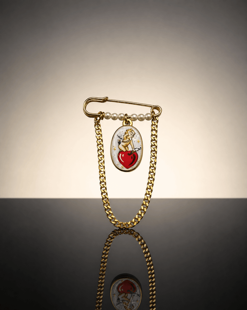 Cupid heart pearl chain pin brooch – Phoebe's
