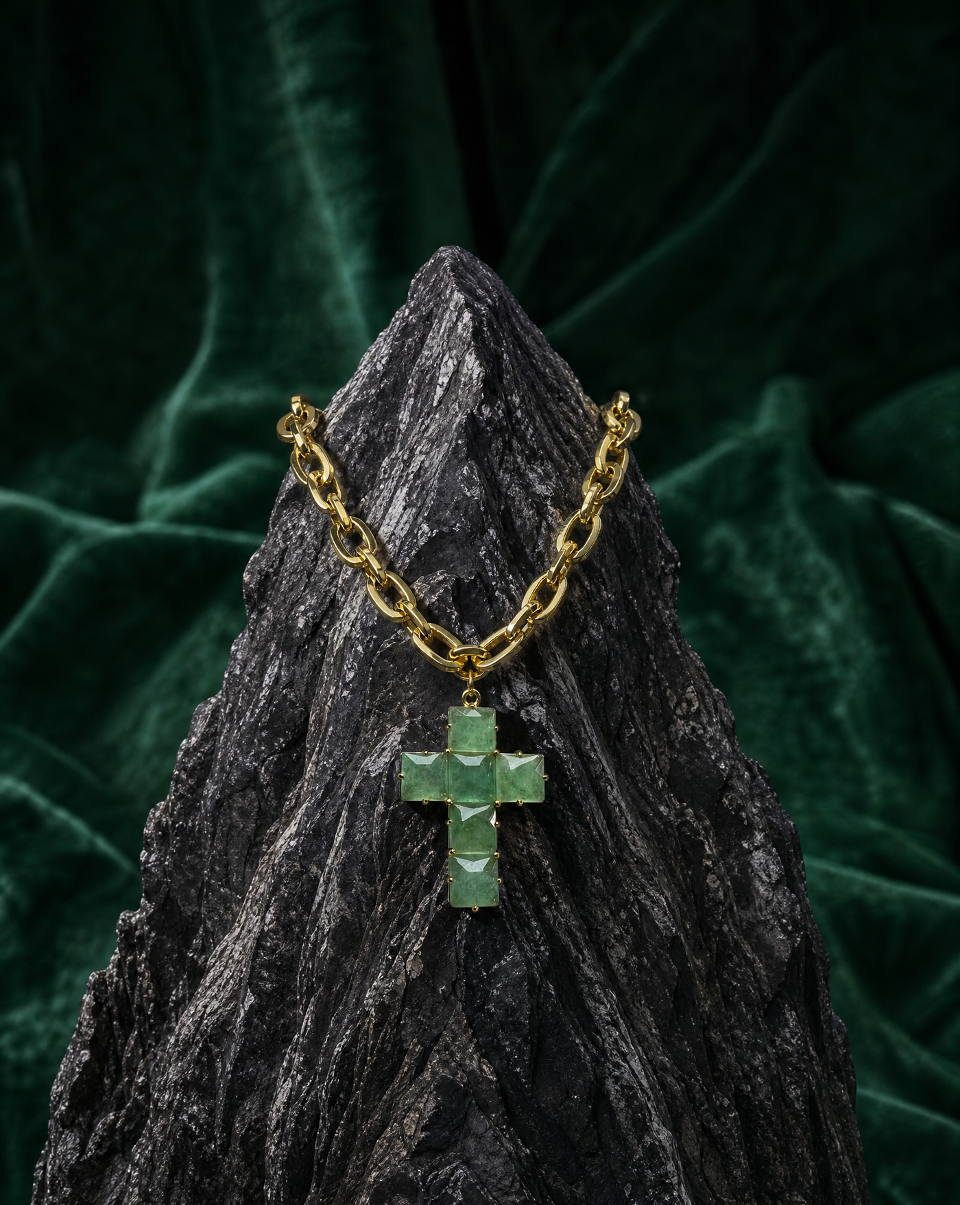 Natural Stone Cross Necklace | Catholic Statement Handmade