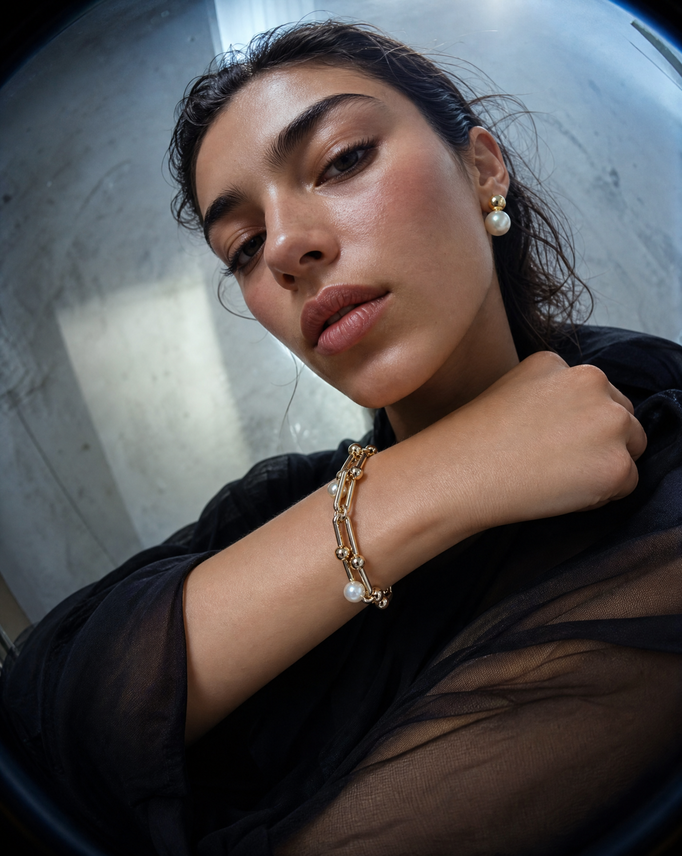 Link Bracelet & Stud Earrings Set