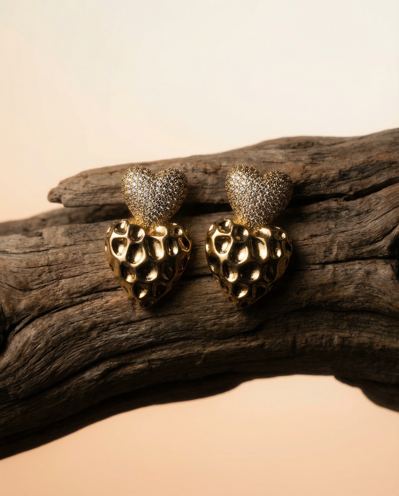 Textured Gold Heart Earrings | Elegant and Timeless Jewelry