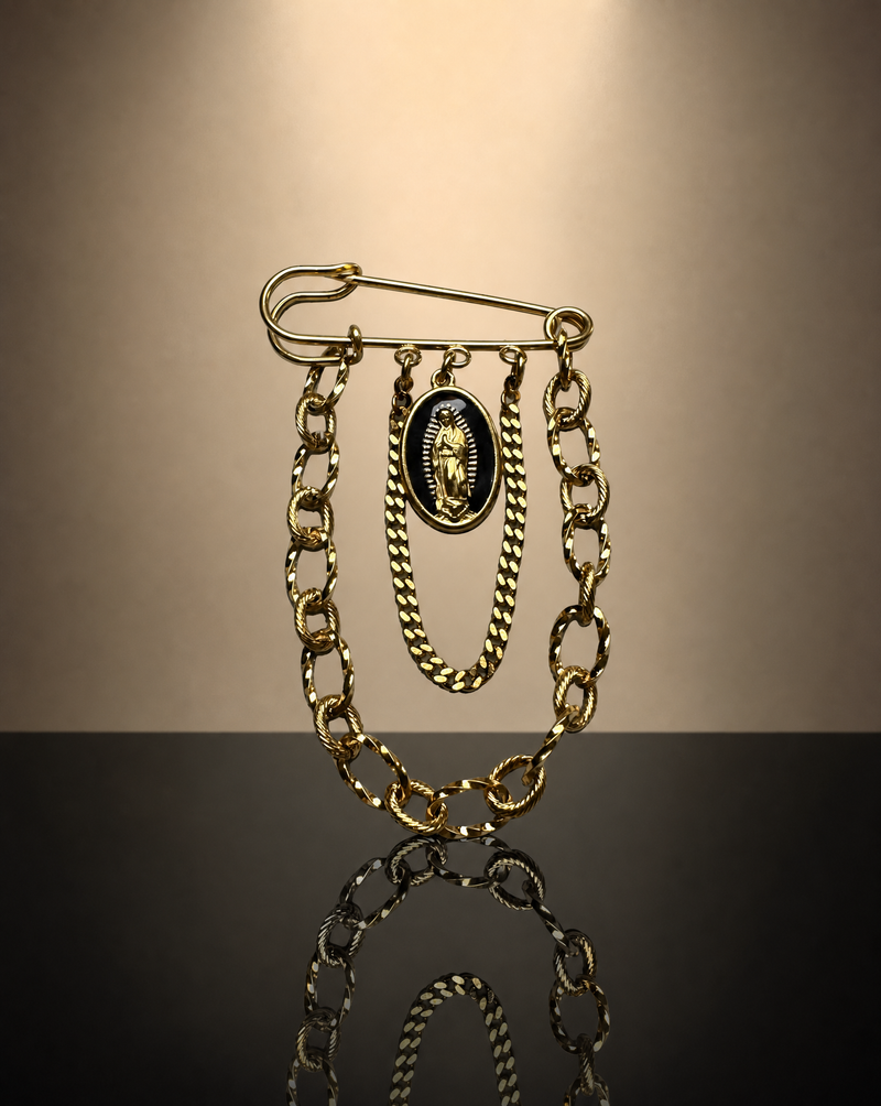 Virgin Mary Chain Safety Pin Brooch