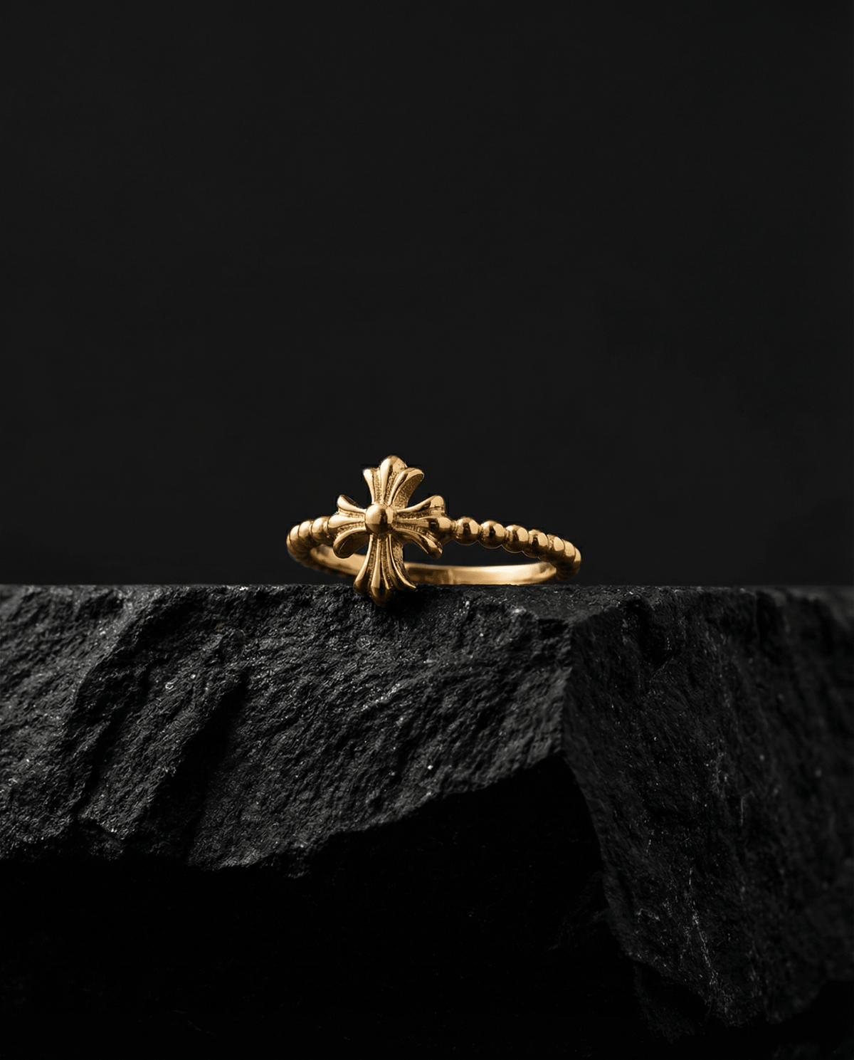 Delicate beaded cross ring – Phoebe's