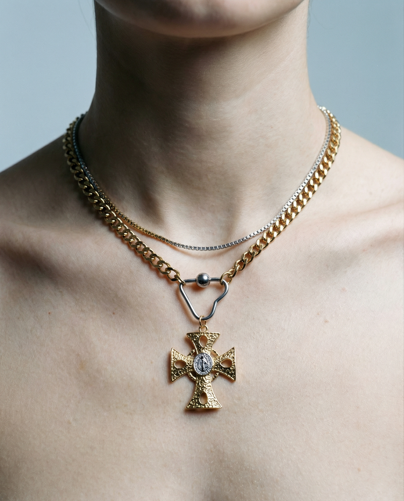 Layered Cross Necklace Set