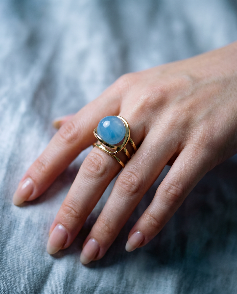 Aquamarine Spinning Ball Ring | Gemstone Ring