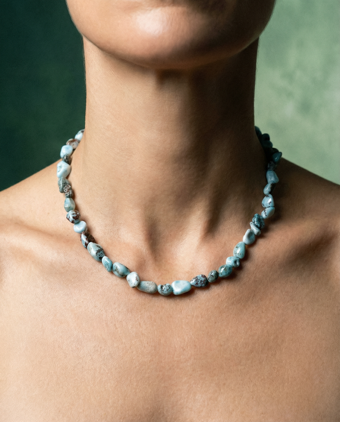 Natural Larimar Adjustable Choker Necklace | Gemstone Jewelry