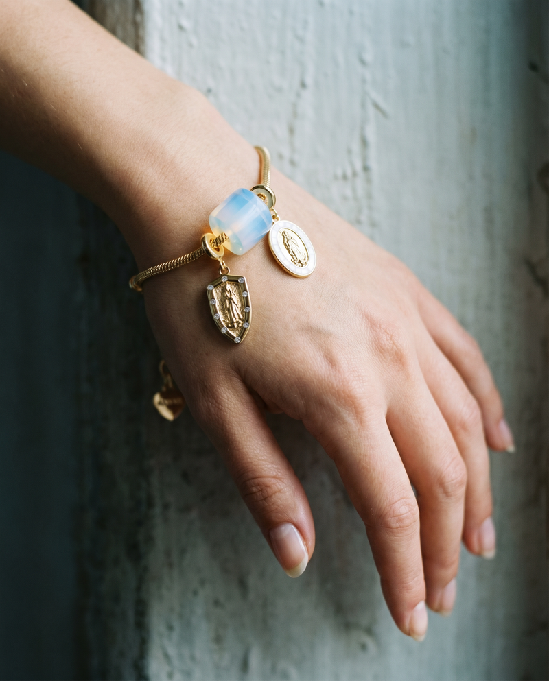 Virgin Mary Charm Bracelet · Moonstone · Catholic