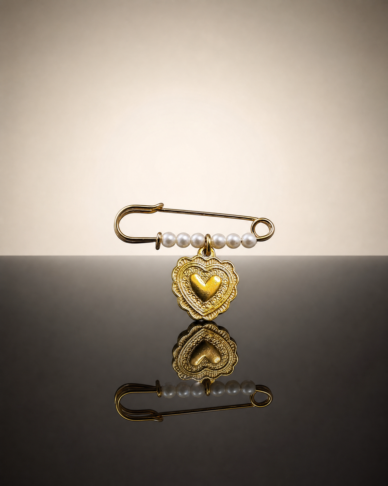 Heart Charm Pearl Pin Brooch | Kids & Baby Gift