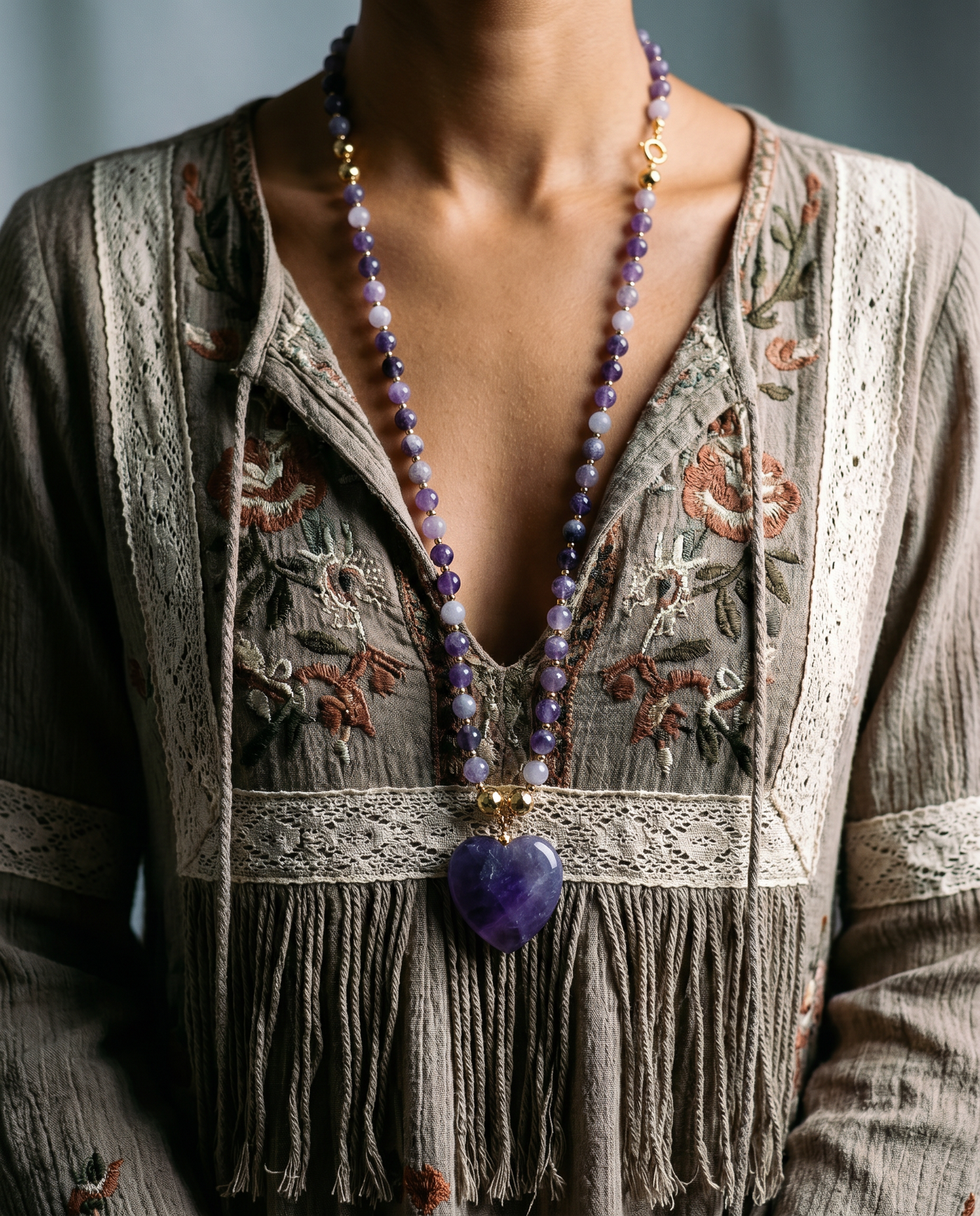 Amethyst Heart Necklace — Spiritual Talisman