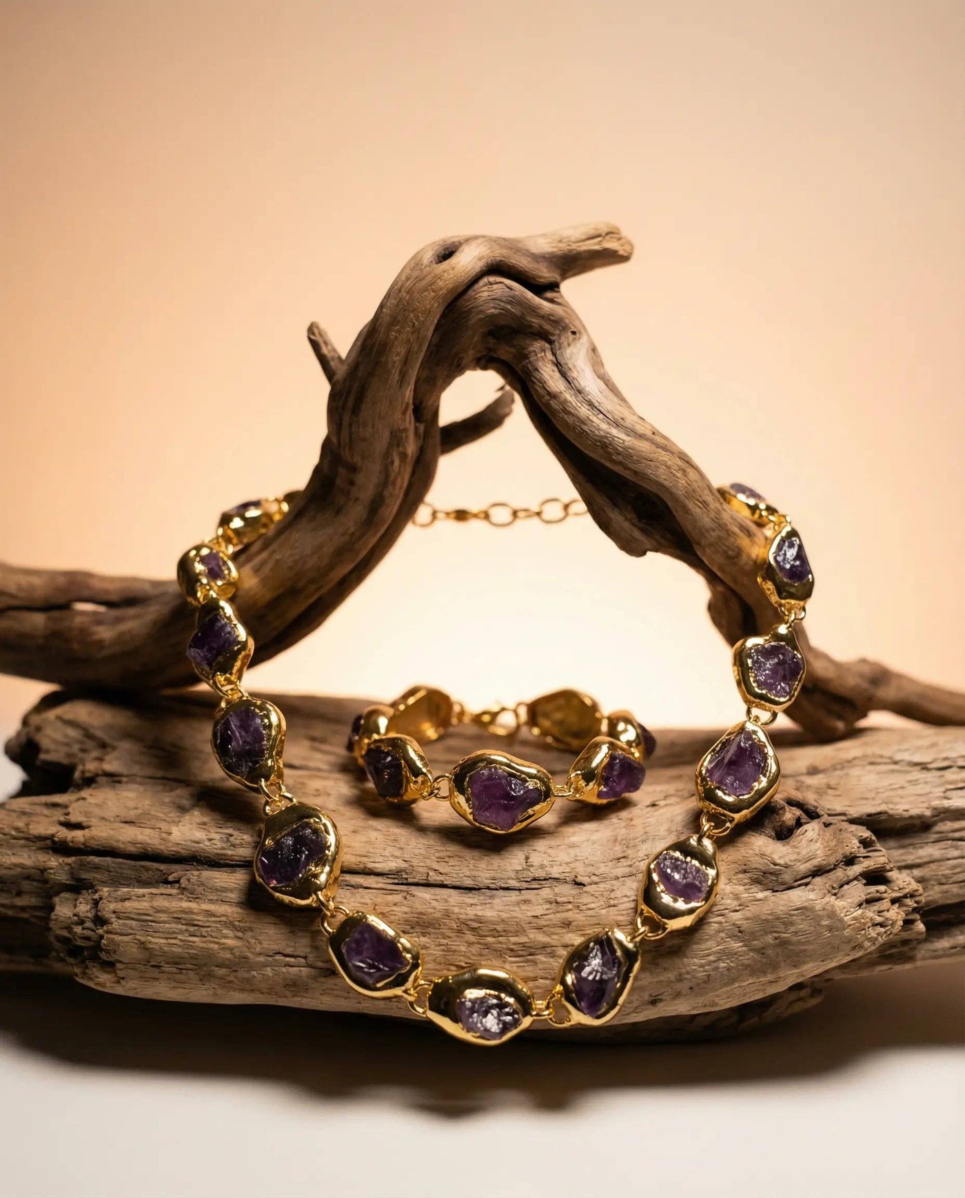 Imperial Amethyst Set · 18K Gold-Plated Necklace and Bracelet