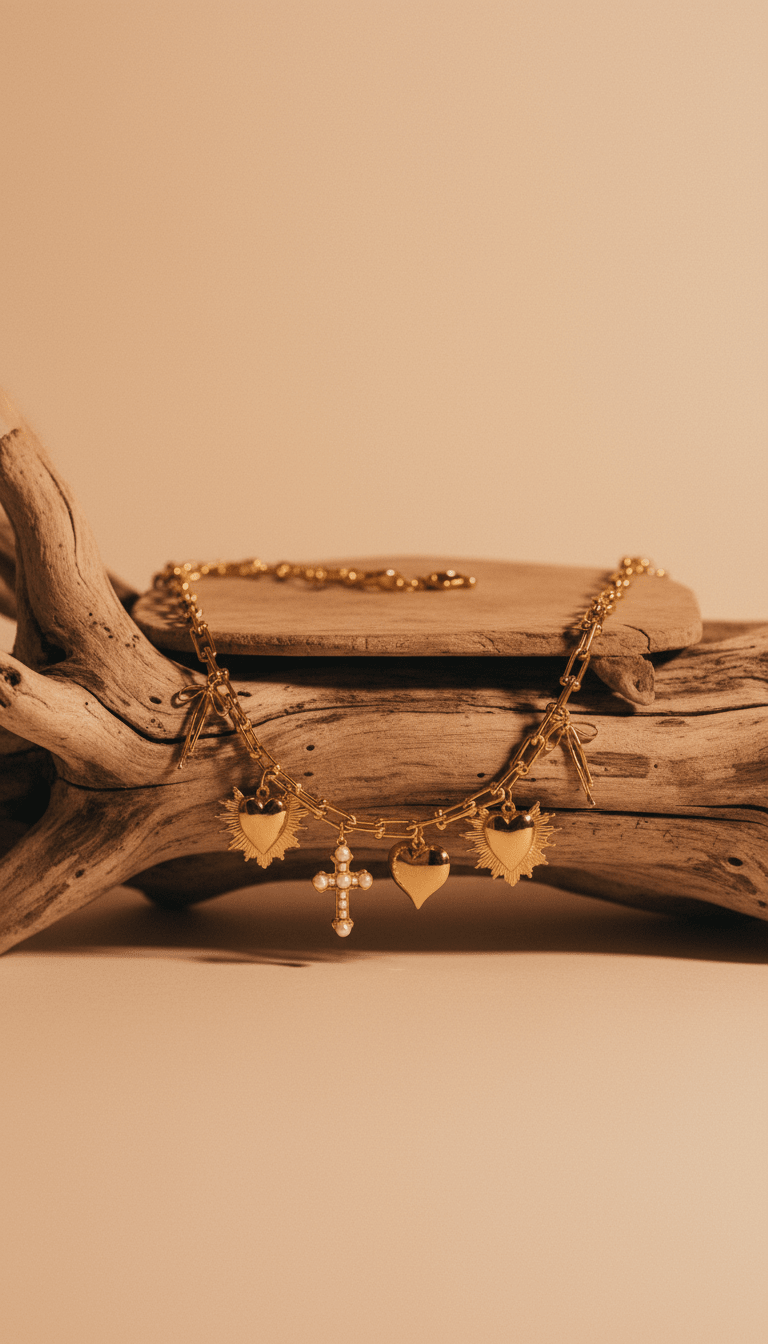 Ex-voto hearts and cross charm necklace – Phoebe's