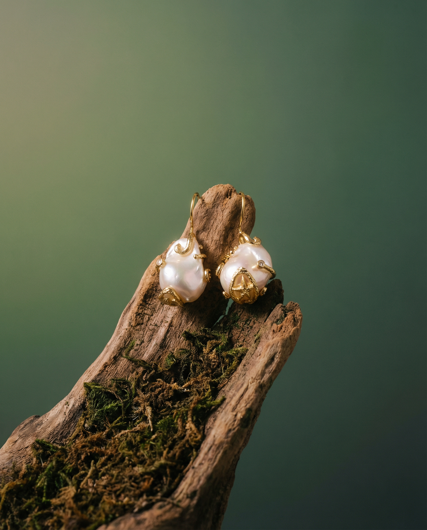 Gold Baroque Pearl Drop Earrings