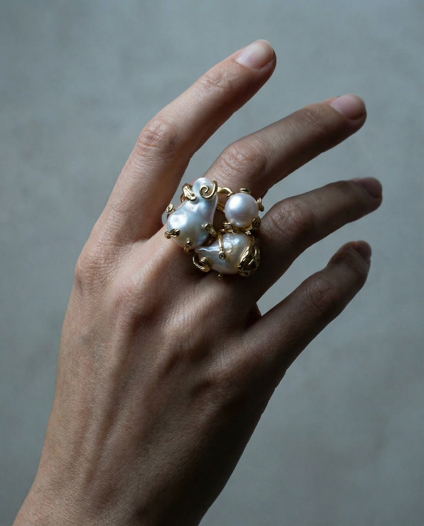 Baroque Pearl Cluster Ring