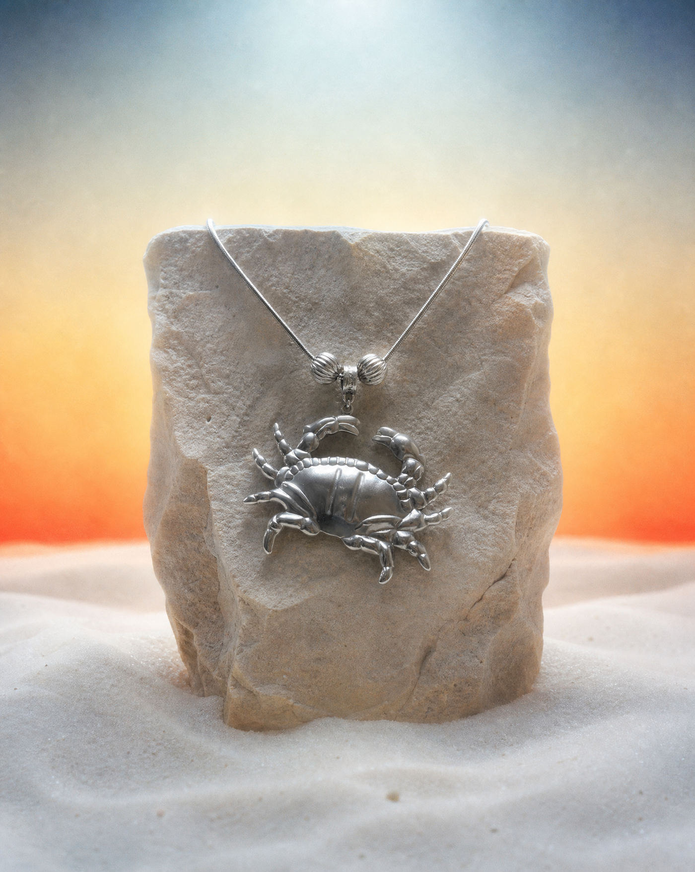 Crab Charm Necklace | Handmade Silver Summer Collection