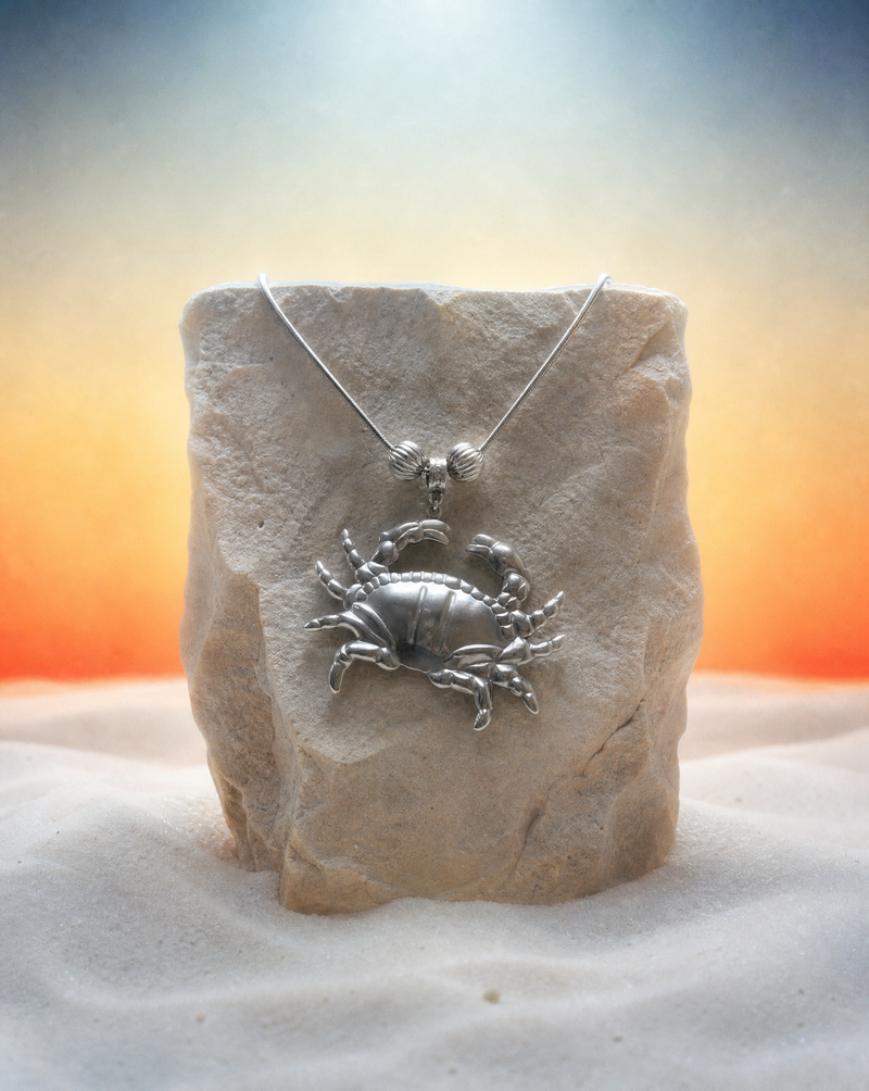 Crab Charm Necklace | Handmade Silver Summer Collection