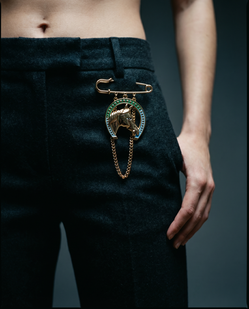 Horse Horseshoe Brooch Pin · Good Luck Talisman