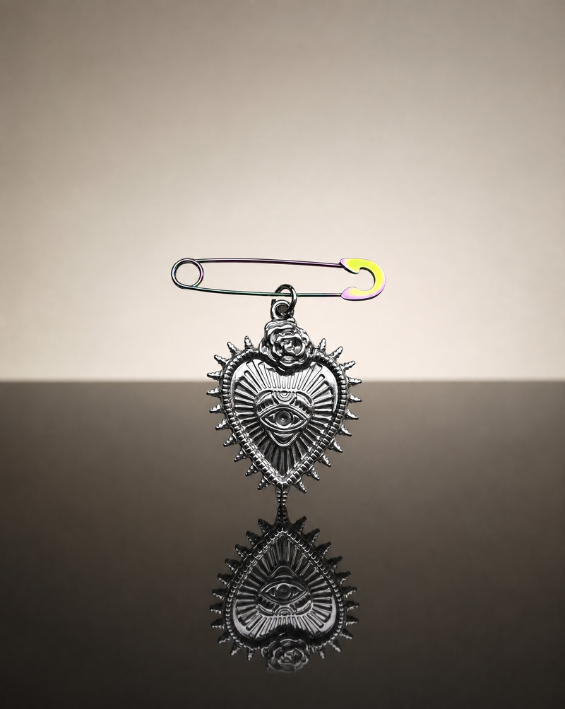 Radiant Heart Eye Pin | Mystic Statement Brooch Handmade