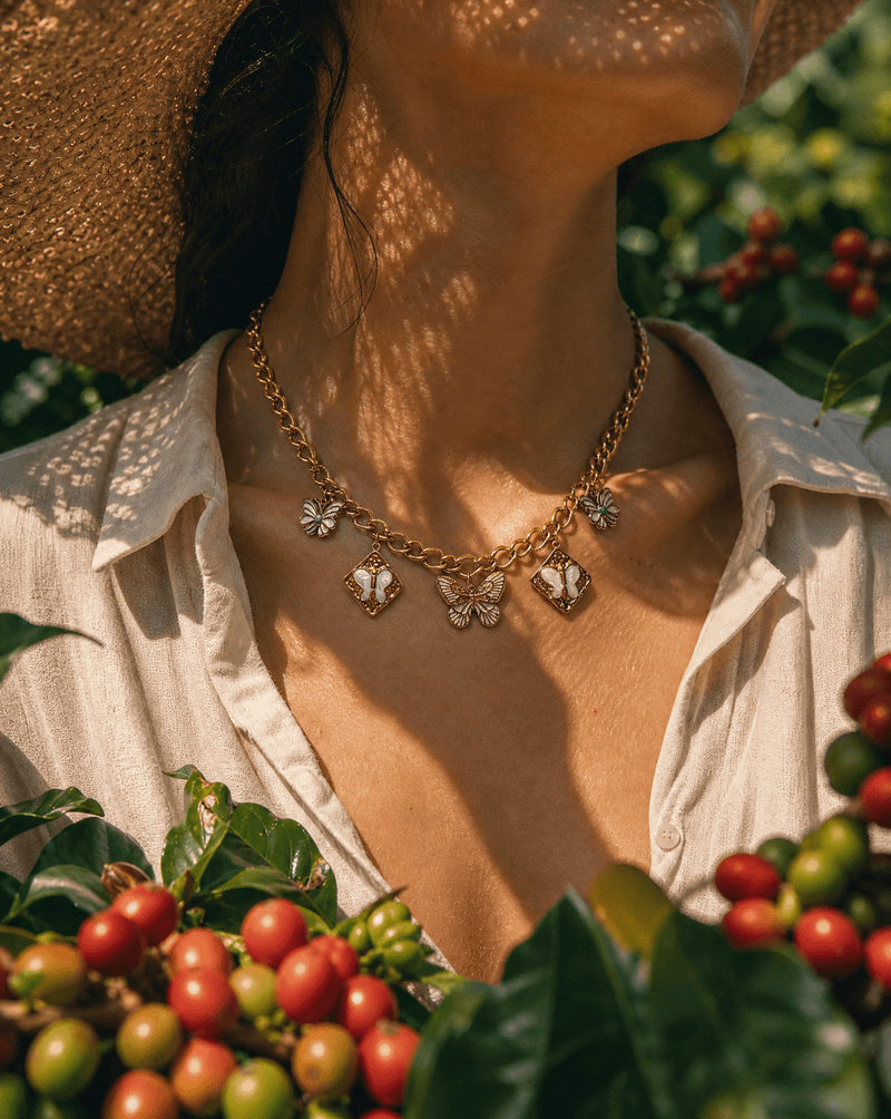 Golden Jungle butterfly charm necklace – Phoebe's