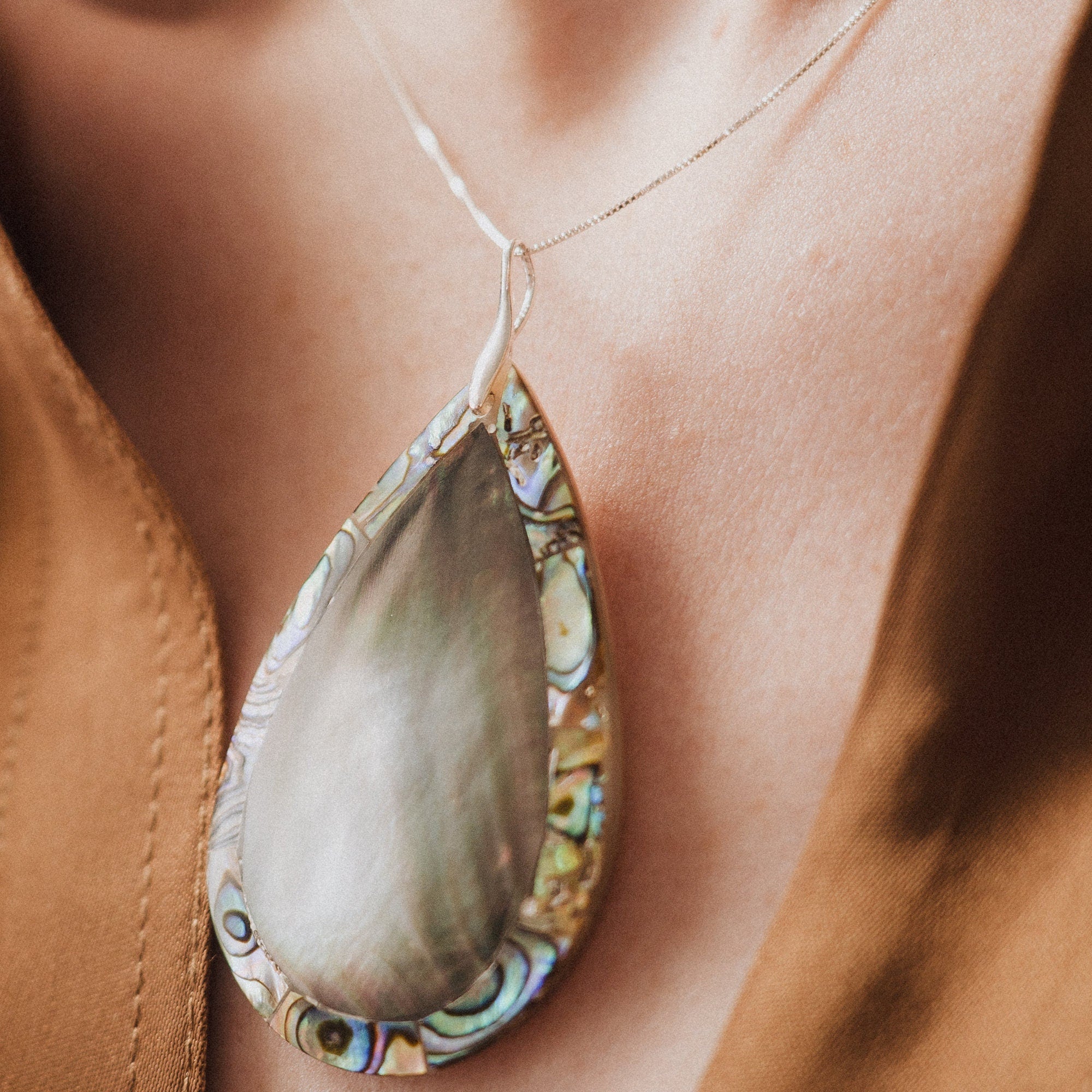 Shell Necklace, Abalone Pendant, Necklace Silver 925