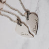 Split Hearts Shape Necklace, Personalized Engraved, Custom Names, Special Gift, Unisex Engraved Jewelry, Share Love Heart Pendant