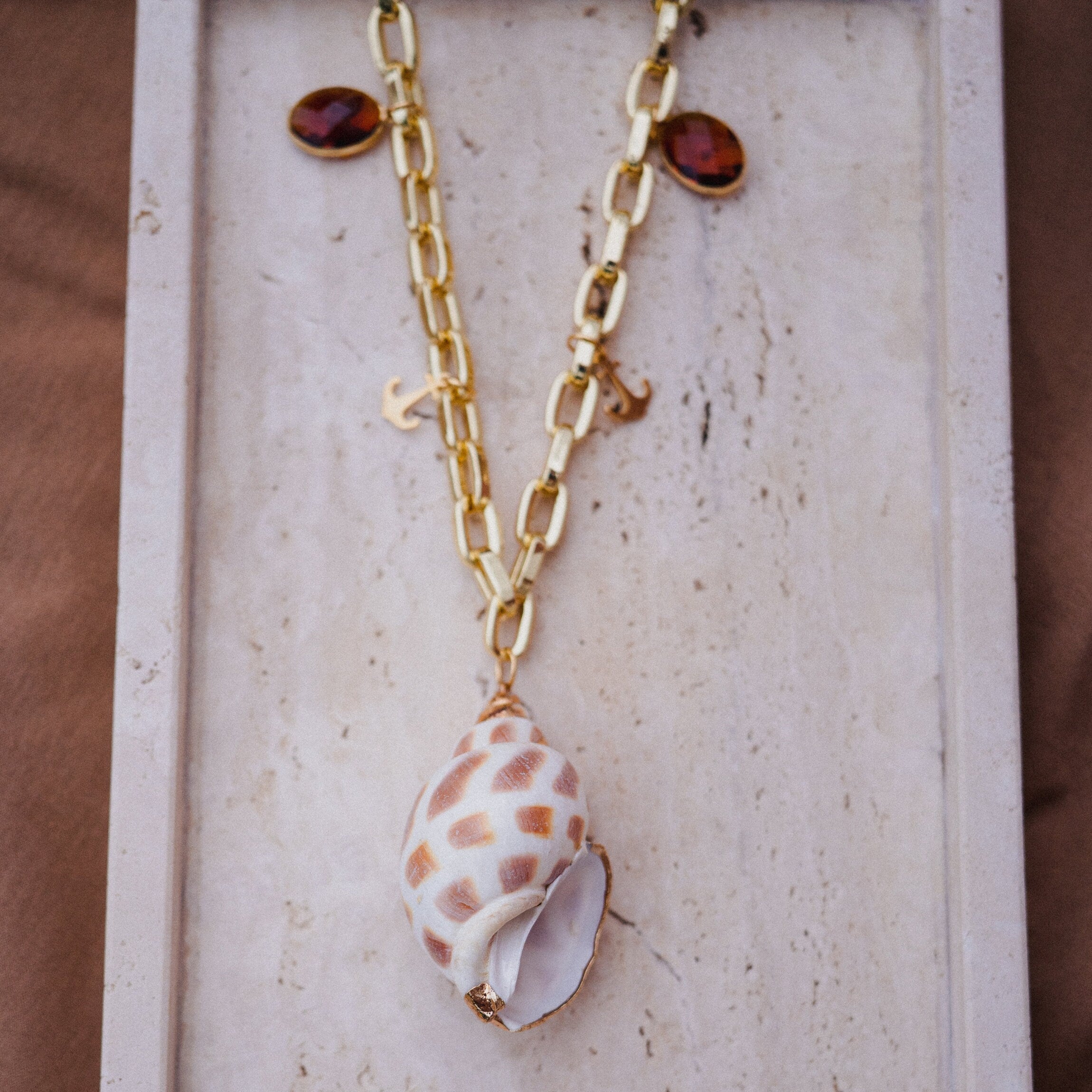 Marine Necklace, Shell Necklace, Summer Necklace, Beach Charm, Gold Chain, Gift for Her