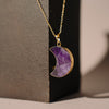 Amethyst Necklace, Gold Plated Necklace, Birthstone, Natural Stones, Moon Necklace, Protection Collar