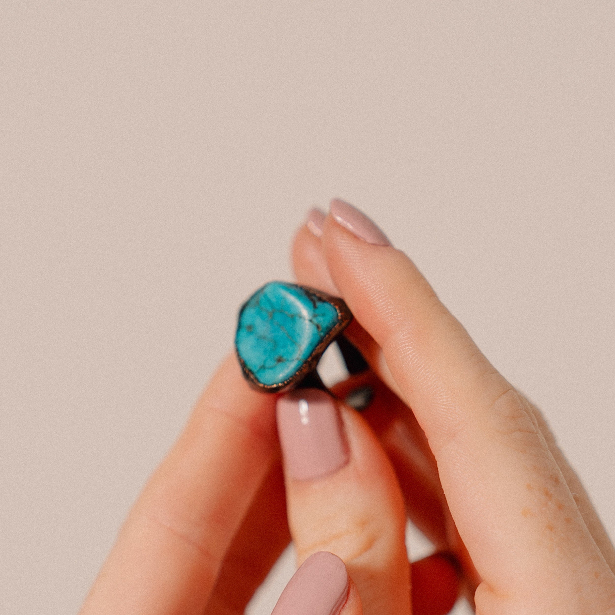 Turquoise Ring, Bronze Ring, Green Stone