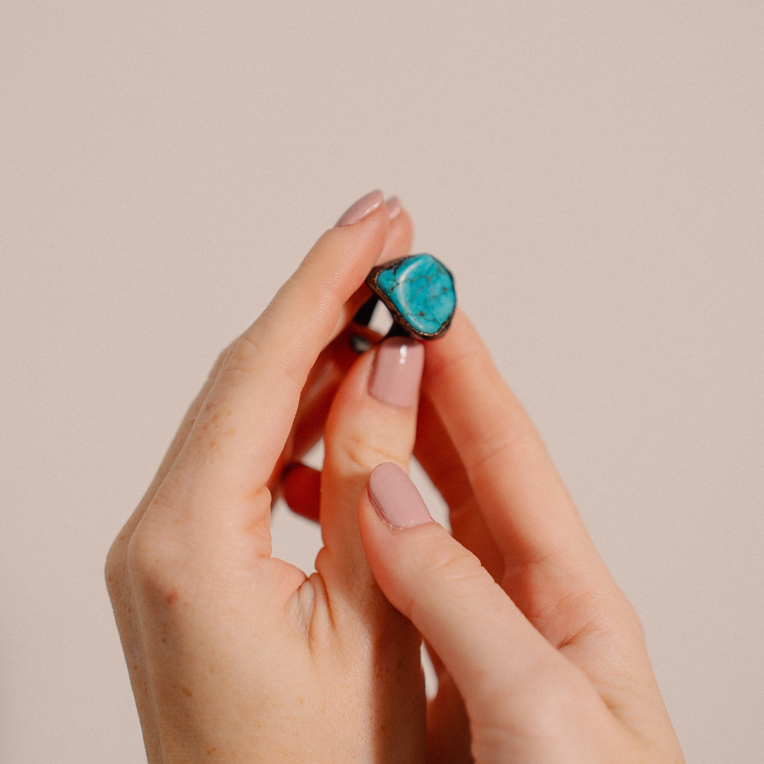 Turquoise Ring, Bronze Ring, Green Stone