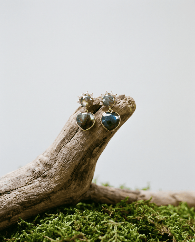 Labradorite oval and heart drop earrings – Phoebe's