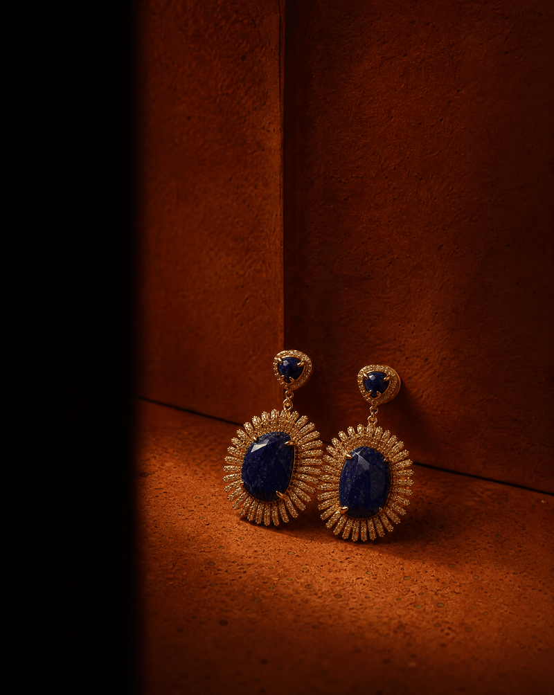 Lapis lazuli sunburst statement earrings – Phoebe's