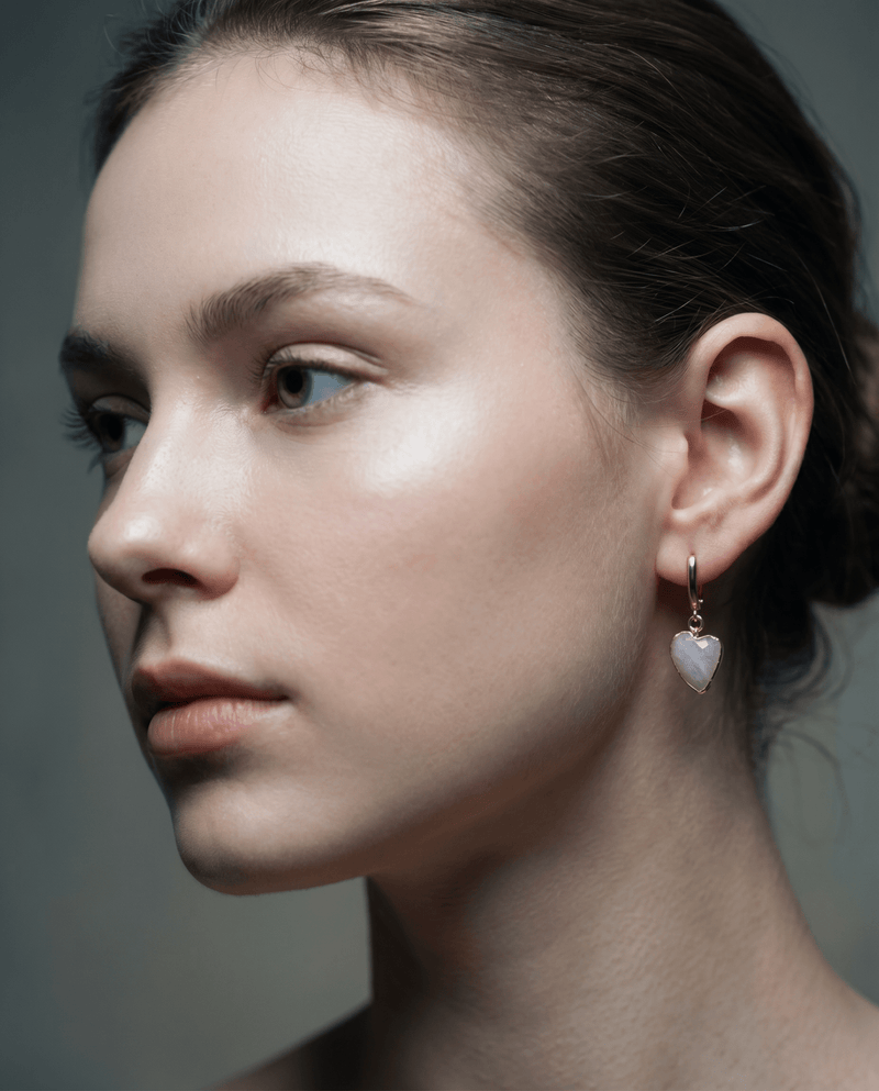 Moonstone heart huggie earrings – Phoebe's