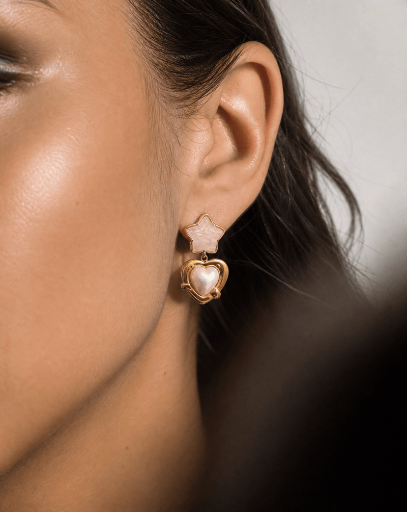 Gemstone star and heart charm earrings – Phoebe's
