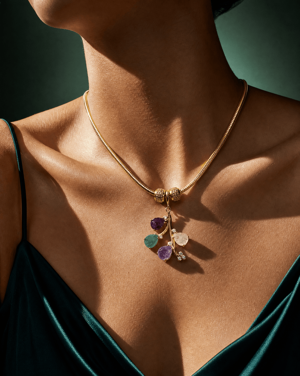 Multi-gem natural stone branch necklace – Phoebe's