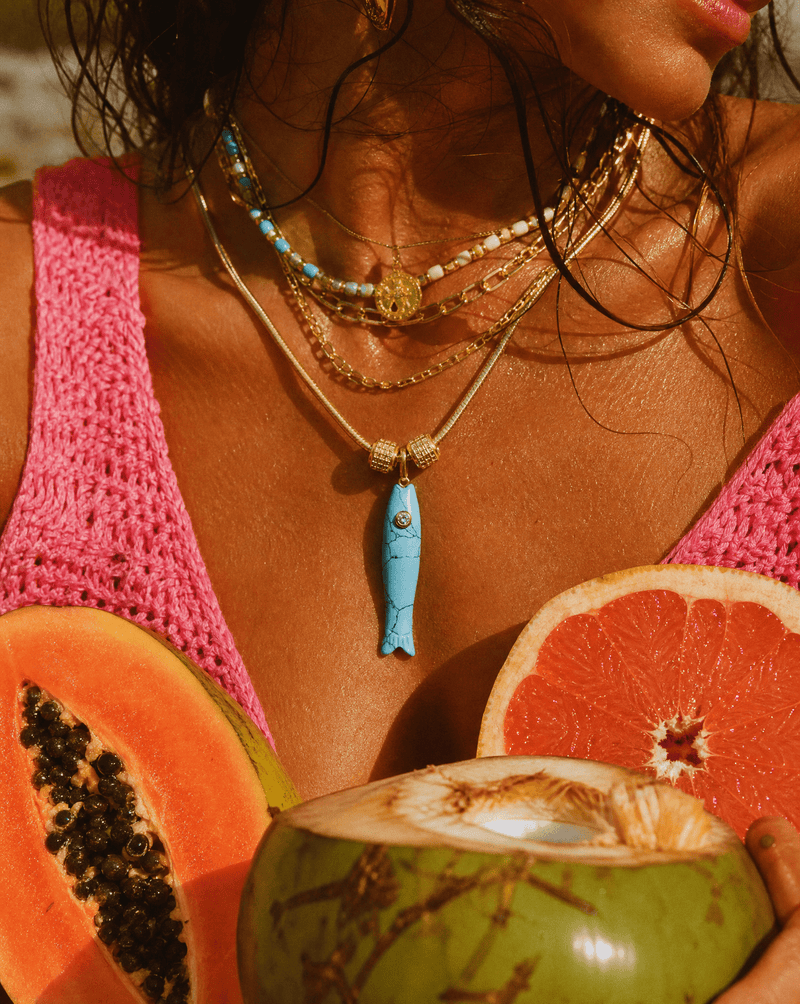 Natural stone sardine fish necklace – Phoebe's