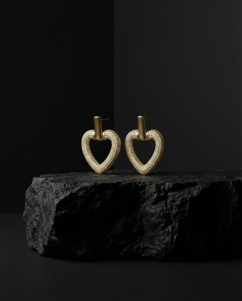 Open heart pavé earrings – Phoebe's