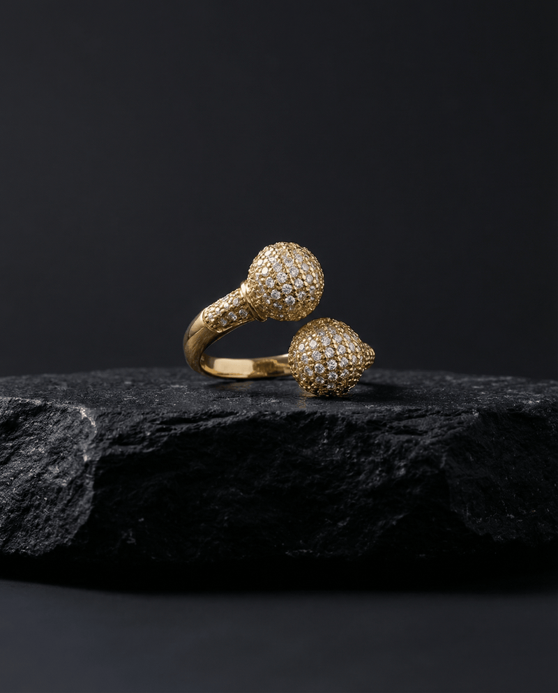 Pavé sphere open statement ring – Phoebe's