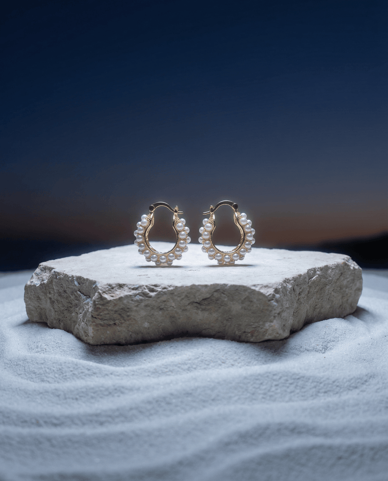 Pearl cluster hoop earrings – Phoebe's