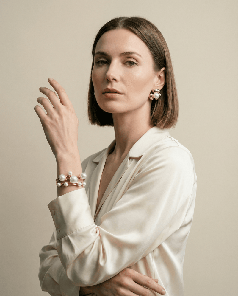 Perla pearl bracelet and earrings set – Phoebe's