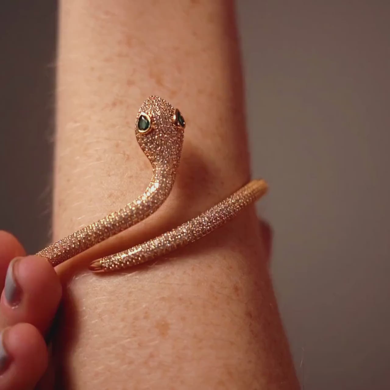 Snake Bracelet, Zircon Jewelry, Unique Gift