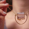 Citrine Slice Necklace, Gold Plated Citrine Pendant Necklace, Raw Crystal Charm