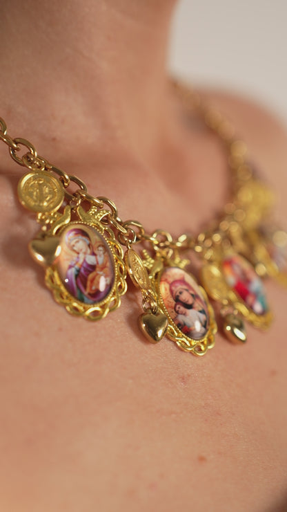 Catholic necklace with medals of the Virgin Mary