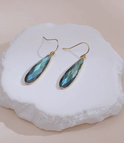 Long 18K Gold-Plated Labradorite Earrings