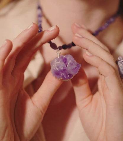 Rough Amethyst Necklace – Natural Power in Every Stone