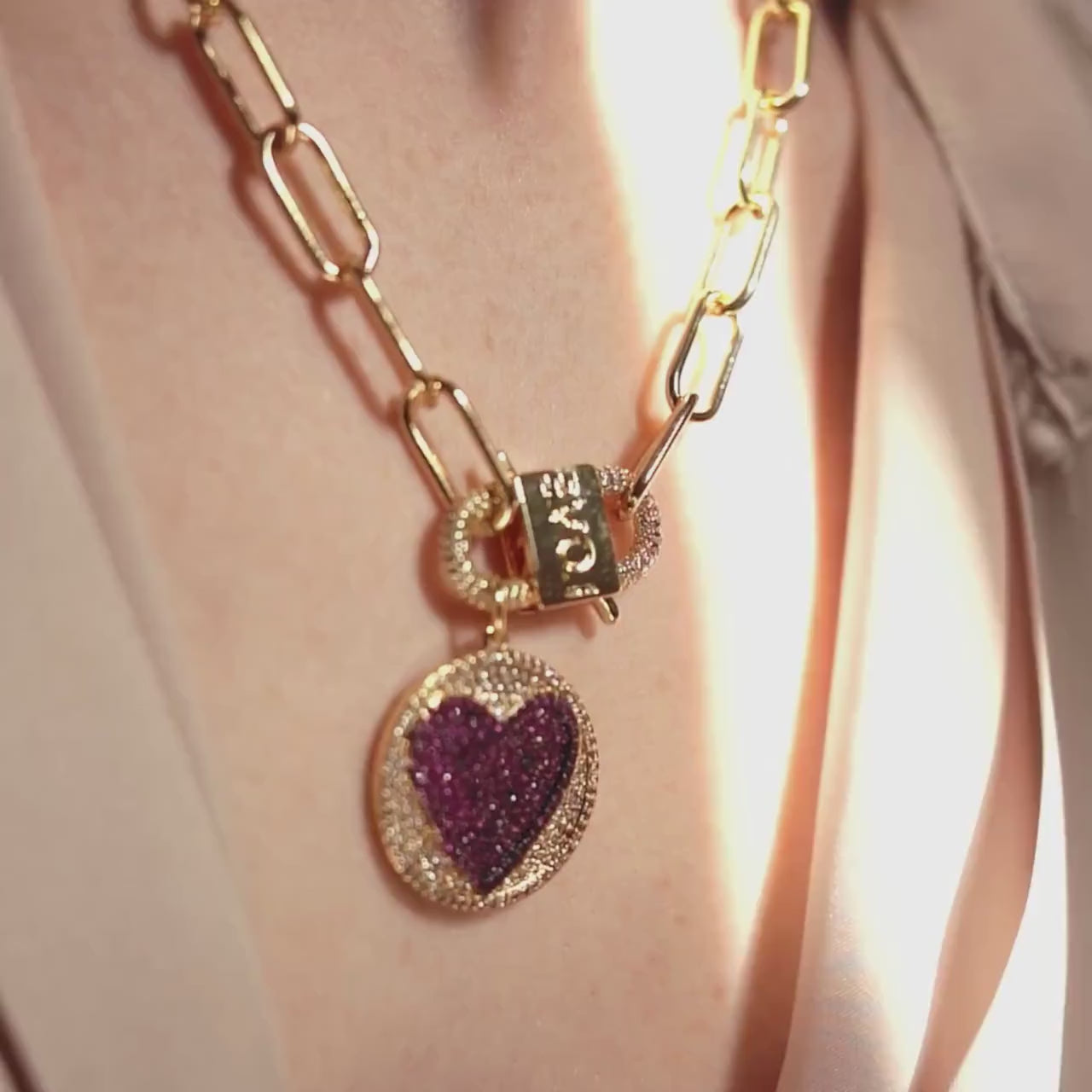 Layering Necklace, CZ Heart Charm, Gift Handmade