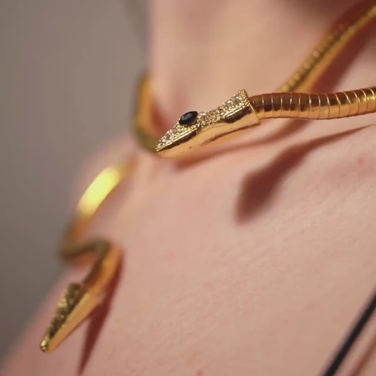 Snake Choker, Gold Necklace, Adjustable Jewelry, Gift for Her