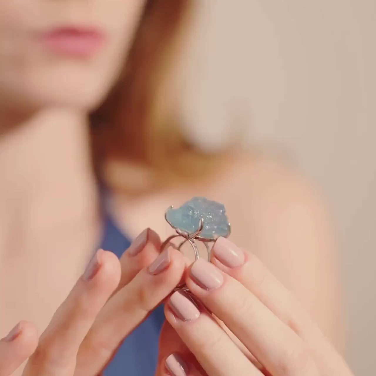 Aquamarine Ring, Raw Mineral Rings, Natural Stone Jewelry