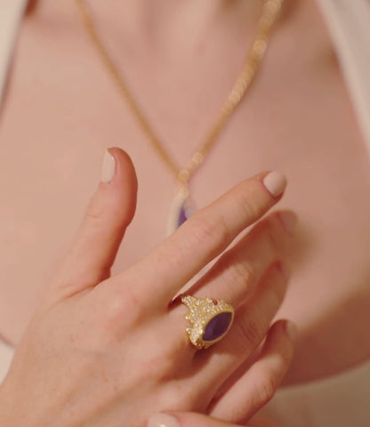 Amethyst or Aventurine Necklace with Gold Chain