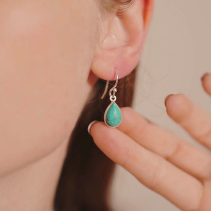 Silver Earrings with Turquoise and Moonstone