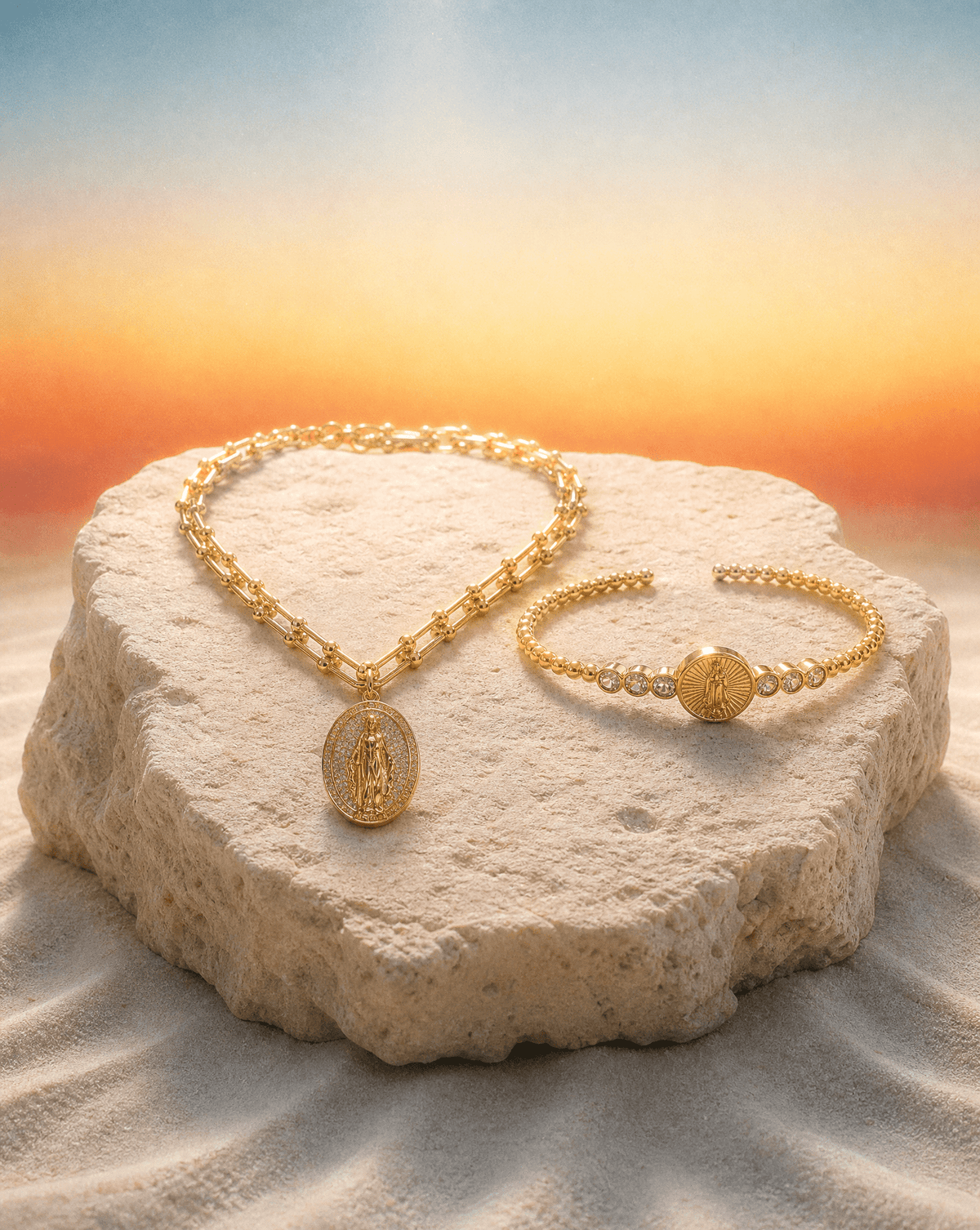 Religious chain necklace and bracelet set – Phoebe's